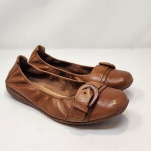 Josef Seibel Fenja 23 Camel Brown Leather Ballet Flats Women Size 40 US 9.5 10